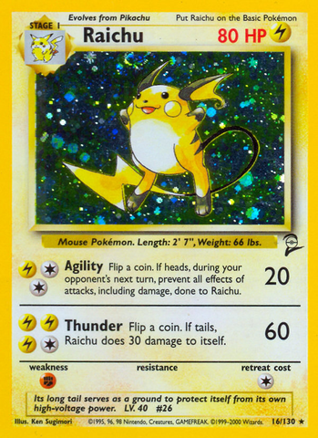 Raichu (16/130) [Base Set 2] - The Mythic Store | 24h Order Processing