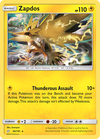 Zapdos (40/181) [Sun & Moon: Team Up] - The Mythic Store | 24h Order Processing