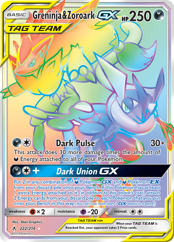 Greninja & Zoroark GX (222/214) [Sun & Moon: Unbroken Bonds] - The Mythic Store | 24h Order Processing