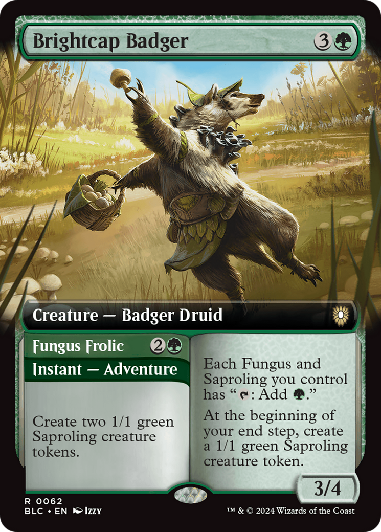 Brightcap Badger // Fungus Frolic (Extended Art) [Bloomburrow Commander] - The Mythic Store | 24h Order Processing