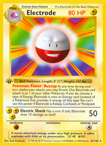 Electrode (21/102) (Shadowless) [Base Set 1st Edition] - The Mythic Store | 24h Order Processing