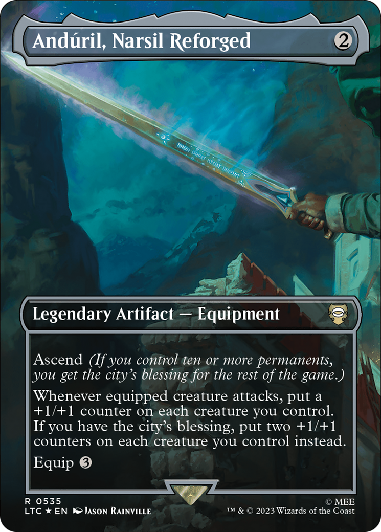 Anduril, Narsil Reforged (Borderless) (Surge Foil) [The Lord of the Rings: Tales of Middle-Earth Commander] - The Mythic Store | 24h Order Processing