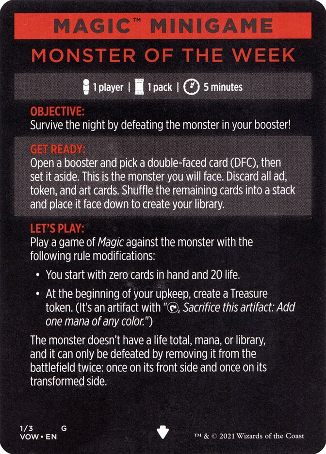 Monster of The Week (Magic Minigame) [Innistrad: Crimson Vow Minigame] - The Mythic Store | 24h Order Processing