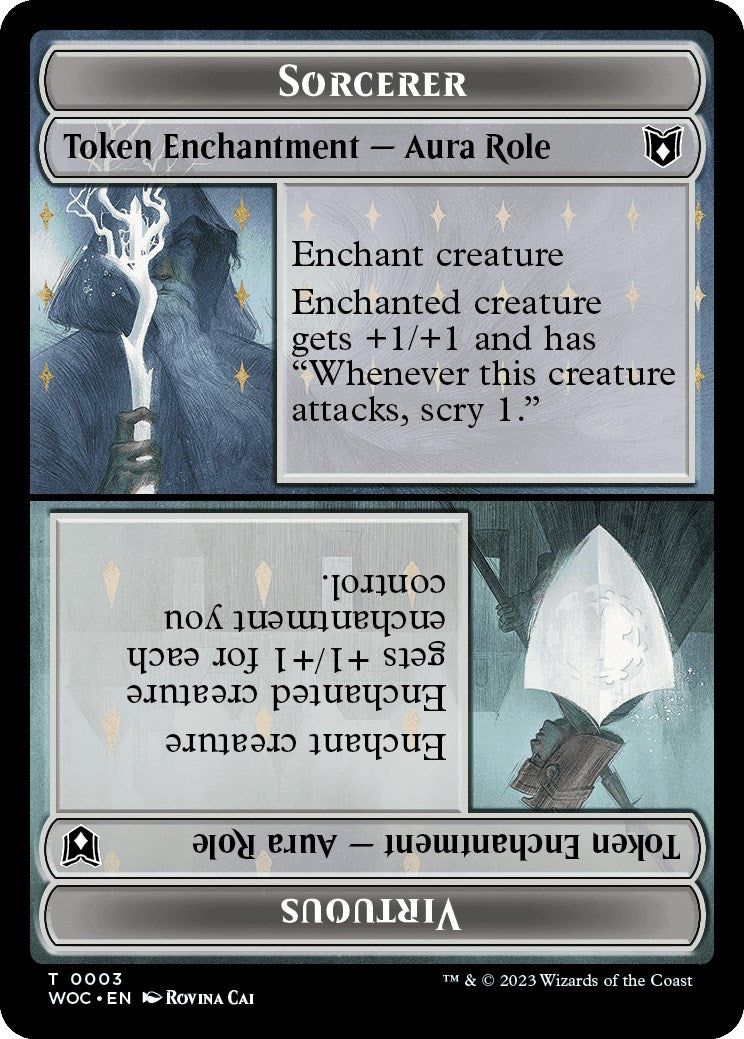 Sorcerer Role / Virtuous Role // Monster Role / Virtuous Role Double-Sided Token [Wilds of Eldraine Commander Tokens] - The Mythic Store | 24h Order Processing