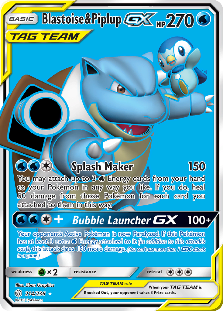 Blastoise & Piplup GX (214/236) [Sun & Moon: Cosmic Eclipse] - The Mythic Store | 24h Order Processing
