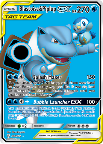 Blastoise & Piplup GX (214/236) [Sun & Moon: Cosmic Eclipse] - The Mythic Store | 24h Order Processing