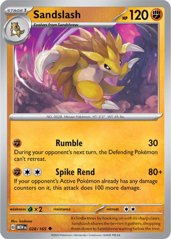 Sandslash (028/165) [Scarlet & Violet 151] - The Mythic Store | 24h Order Processing