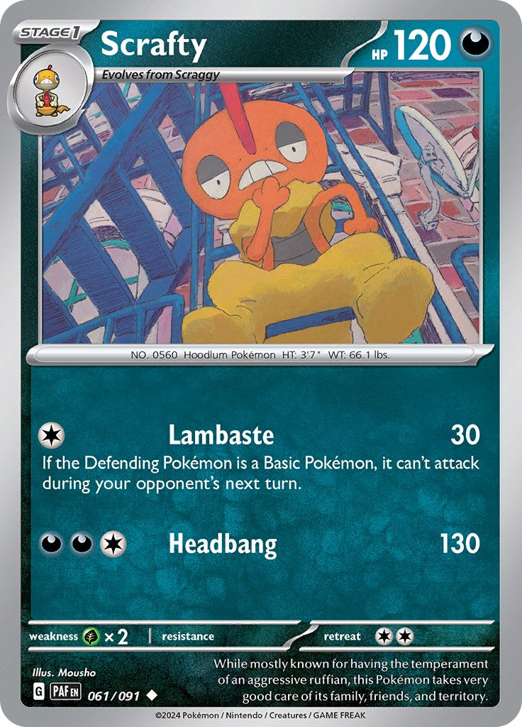 Scrafty (061/091) [Scarlet & Violet: Paldean Fates] - The Mythic Store | 24h Order Processing