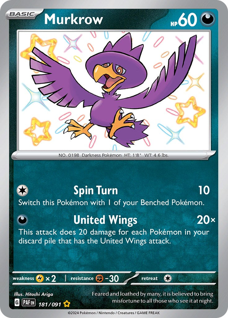 Murkrow (181/091) [Scarlet & Violet: Paldean Fates] - The Mythic Store | 24h Order Processing