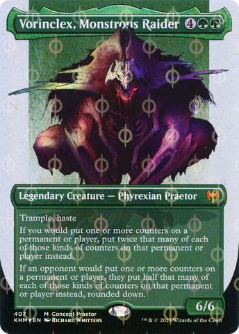 Vorinclex, Monstrous Raider (Borderless Concept Praetors Step-and-Compleat Foil) [Phyrexia: All Will Be One] - The Mythic Store | 24h Order Processing