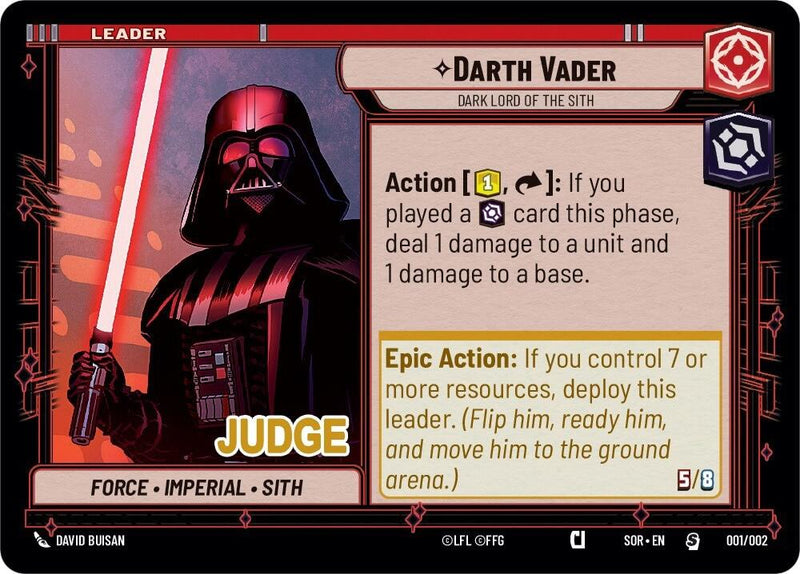 Darth Vader - Dark Lord of the Sith (Judge Promo) (001/002) [Spark of Rebellion Promos] - The Mythic Store | 24h Order Processing