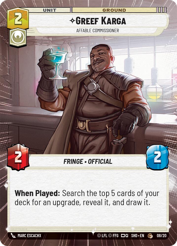 Greef Karga - Affable Commissioner (Hyperspace) (08/20) [Shadows of the Galaxy: Weekly Play] - The Mythic Store | 24h Order Processing