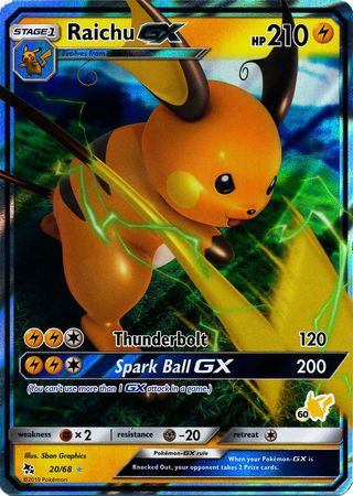 Raichu GX (20/68) (Pikachu Stamp #60) [Battle Academy 2020] - The Mythic Store | 24h Order Processing