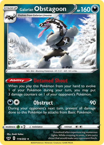 Galarian Obstagoon (119/202) (Theme Deck Exclusive) [Sword & Shield: Base Set] - The Mythic Store | 24h Order Processing