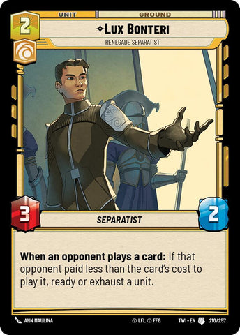 Lux Bonteri - Renegade Separatist (210/257) (210/257) [Twilight of the Republic] - The Mythic Store | 24h Order Processing