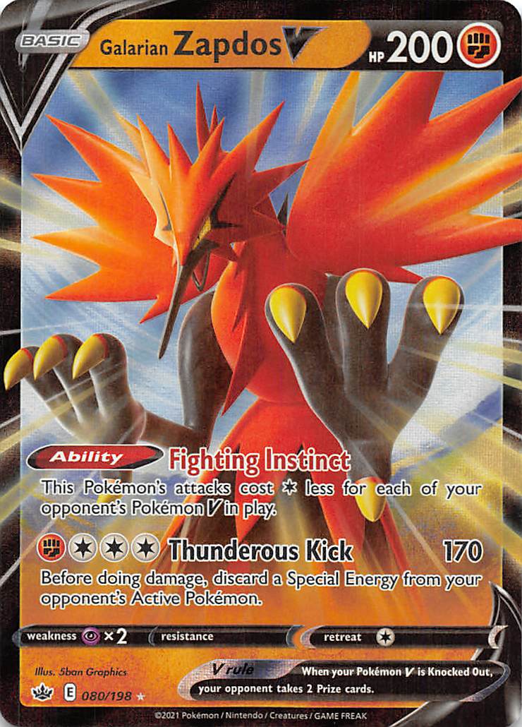 Galarian Zapdos V (080/198) [Sword & Shield: Chilling Reign] - The Mythic Store | 24h Order Processing