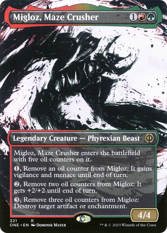 Migloz, Maze Crusher (Borderless Ichor) [Phyrexia: All Will Be One] - The Mythic Store | 24h Order Processing