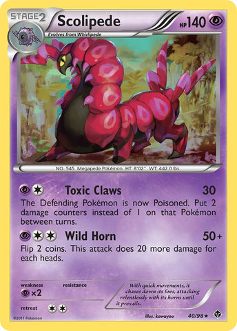 Scolipede (40/98) (Theme Deck Exclusive) [Black & White: Emerging Powers] - The Mythic Store | 24h Order Processing