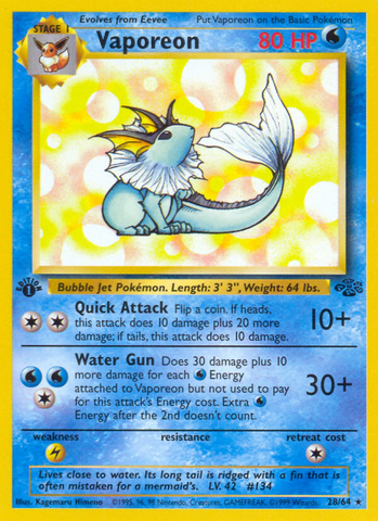 Vaporeon (28/64) [Jungle 1st Edition] - The Mythic Store | 24h Order Processing