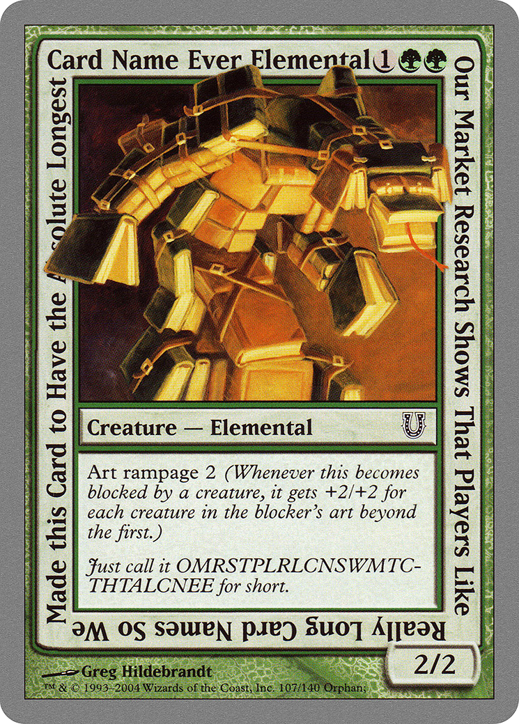 Our Market Research Shows That Players Like Really Long Card Names So We Made this Card to Have the Absolute Longest Card Name Ever Elemental [Unhinged] - The Mythic Store | 24h Order Processing