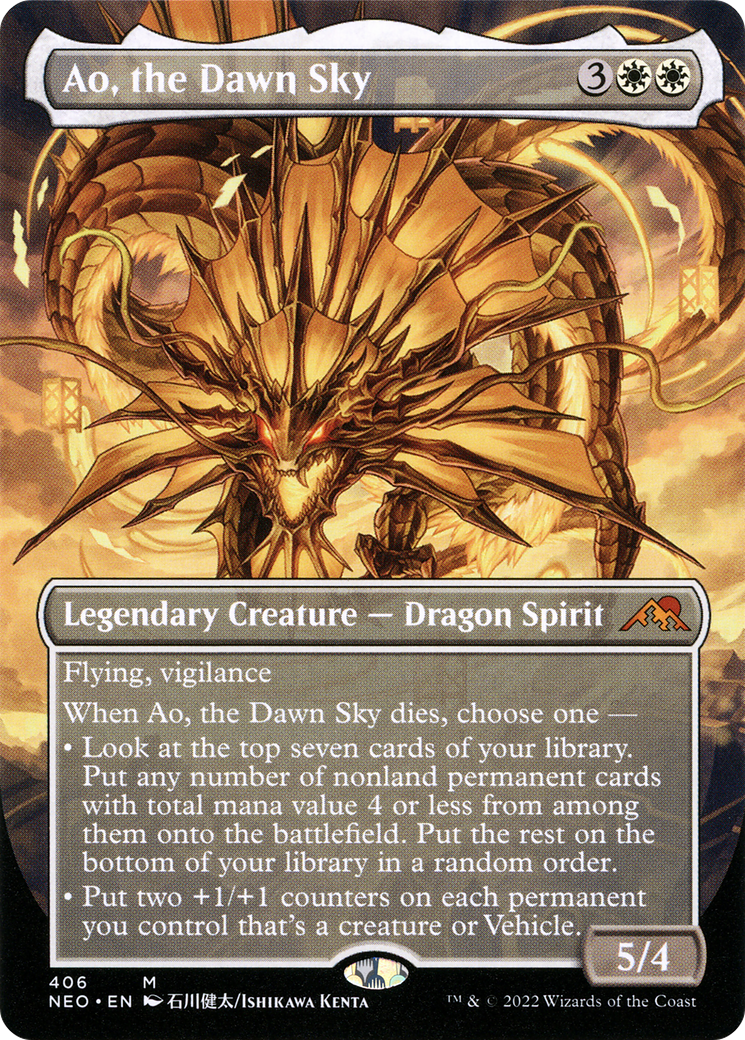 Ao, the Dawn Sky (Borderless Alternate Art) [Kamigawa: Neon Dynasty] - The Mythic Store | 24h Order Processing