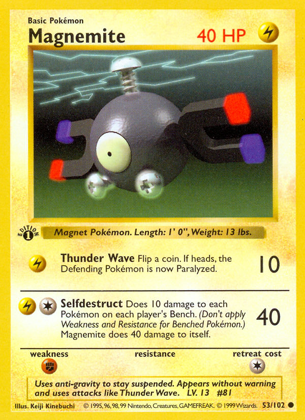 Magnemite (53/102) (Shadowless) [Base Set 1st Edition] - The Mythic Store | 24h Order Processing