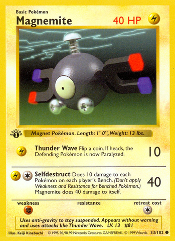 Magnemite (53/102) (Shadowless) [Base Set 1st Edition] - The Mythic Store | 24h Order Processing