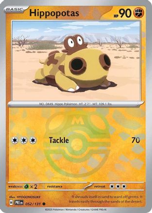 Hippopotas (052/131) (Master Ball Pattern) [Scarlet & Violet: Prismatic Evolutions] - The Mythic Store | 24h Order Processing