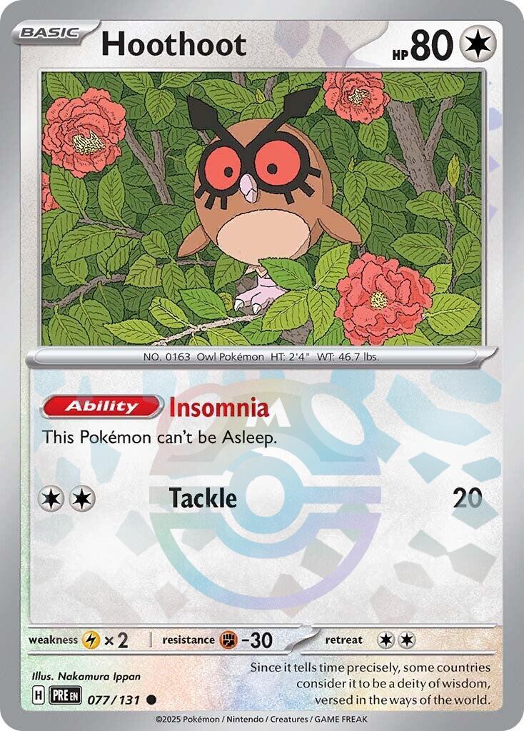 Hoothoot (077/131) (Master Ball Pattern) [Scarlet & Violet: Prismatic Evolutions] - The Mythic Store | 24h Order Processing
