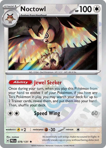 Noctowl (078/131) (Master Ball Pattern) [Scarlet & Violet: Prismatic Evolutions] - The Mythic Store | 24h Order Processing