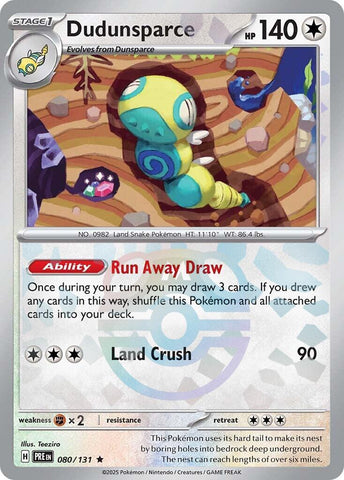 Dudunsparce (080/131) (Master Ball Pattern) [Scarlet & Violet: Prismatic Evolutions] - The Mythic Store | 24h Order Processing