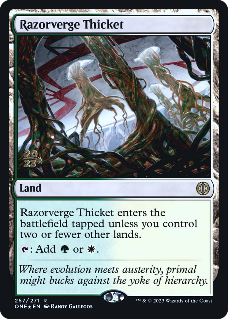 Razorverge Thicket [Phyrexia: All Will Be One Prerelease Promos] - The Mythic Store | 24h Order Processing