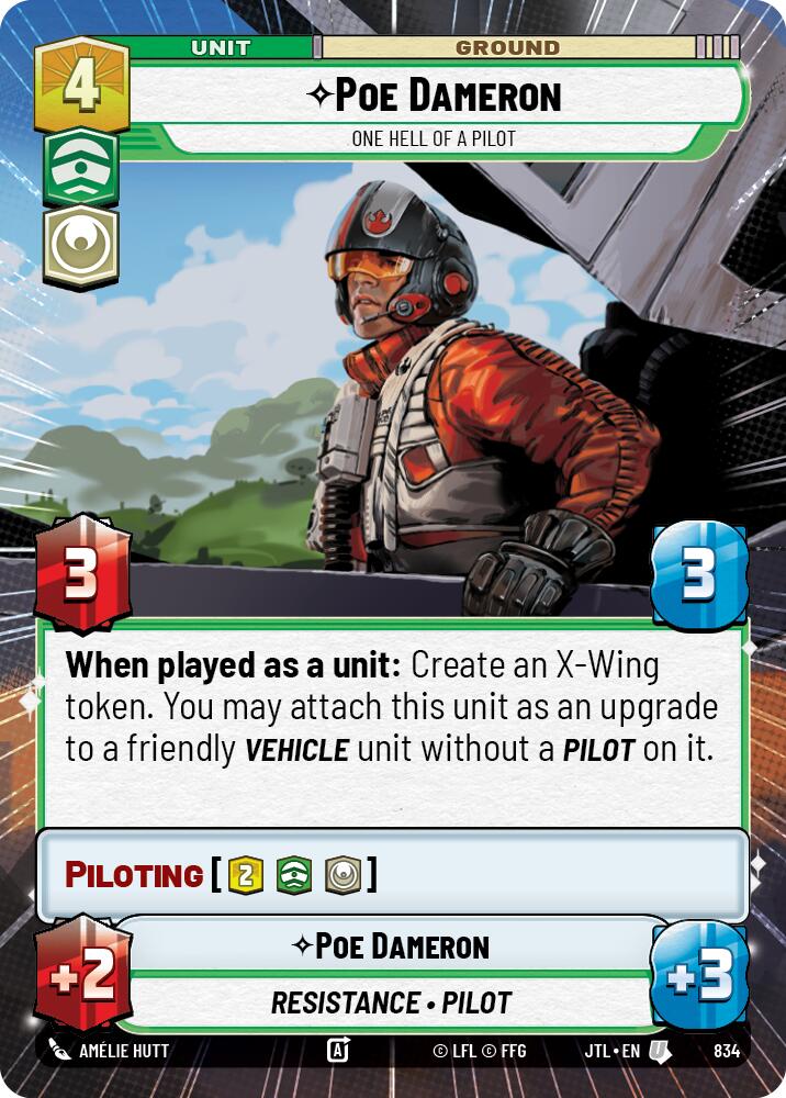 Poe Dameron - One Hell of a Pilot (834) (Hyperspace Foil) (834) [Jump to Lightspeed] - The Mythic Store | 24h Order Processing