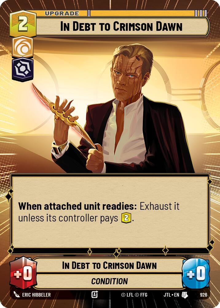 In Debt to Crimson Dawn (926) (Hyperspace Foil) (926) [Jump to Lightspeed] - The Mythic Store | 24h Order Processing
