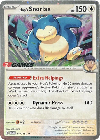 Hop's Snorlax (117/159) (EB Games) (Cosmos Holo) [Scarlet & Violet: Journey Together] - The Mythic Store | 24h Order Processing