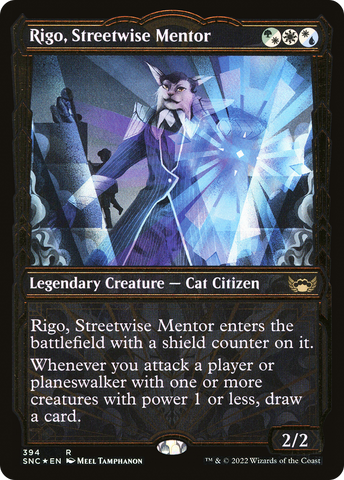 Rigo, Streetwise Mentor (Showcase Golden Age Gilded Foil) [Streets of New Capenna] - The Mythic Store | 24h Order Processing