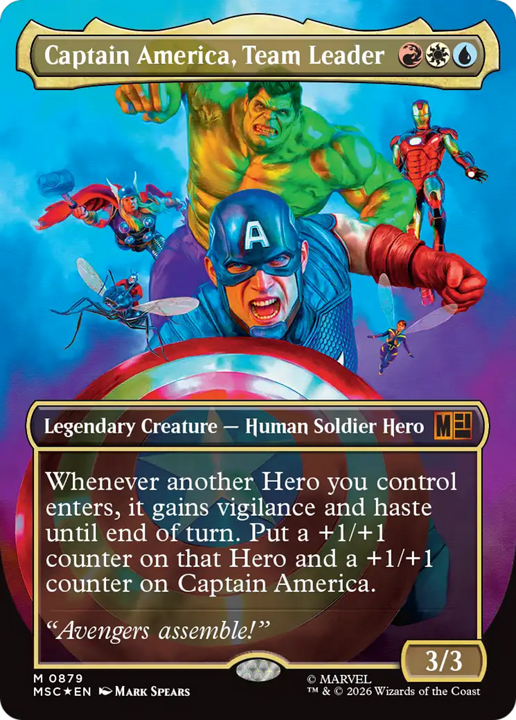 Captain America, Team Leader (Borderless) (Surge Foil) [Marvel Super Heroes Commander] - The Mythic Store | 24h Order Processing
