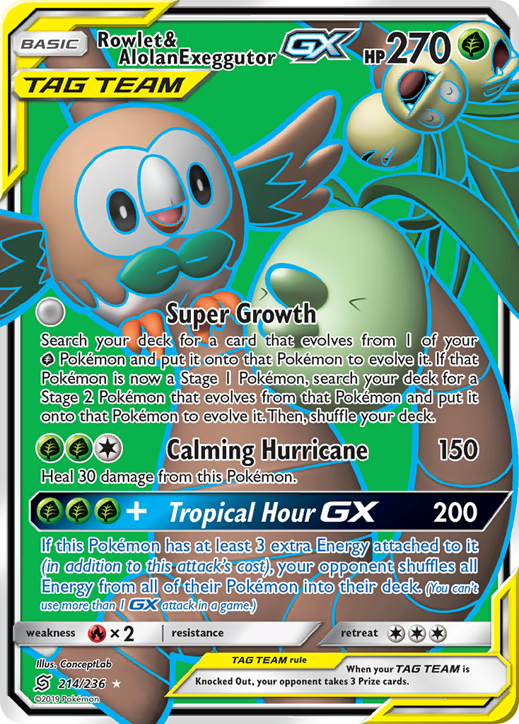 Rowlet & Alolan Exeggutor GX (214/236) [Sun & Moon: Unified Minds] - The Mythic Store | 24h Order Processing