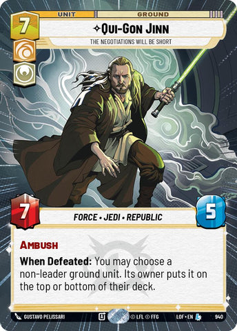 Qui-Gon Jinn - The Negotiations Will Be Short (940) (Hyperspace Foil) (940) [Legends of the Force] - The Mythic Store | 24h Order Processing