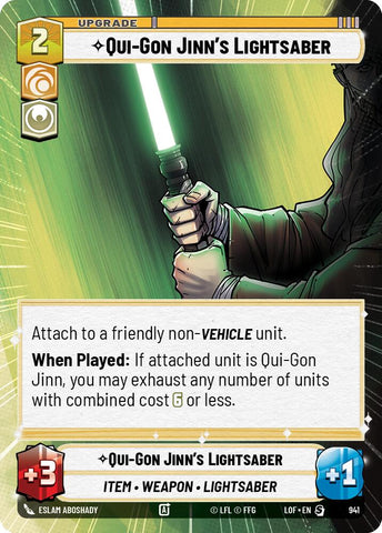 Qui-Gon Jinn's Lightsaber (941) (Hyperspace Foil) (941) [Legends of the Force] - The Mythic Store | 24h Order Processing