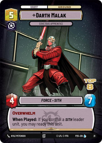 Darth Malak - Covetous Apprentice (Top 8) (21) (21) [Organized Play Promos] - The Mythic Store | 24h Order Processing