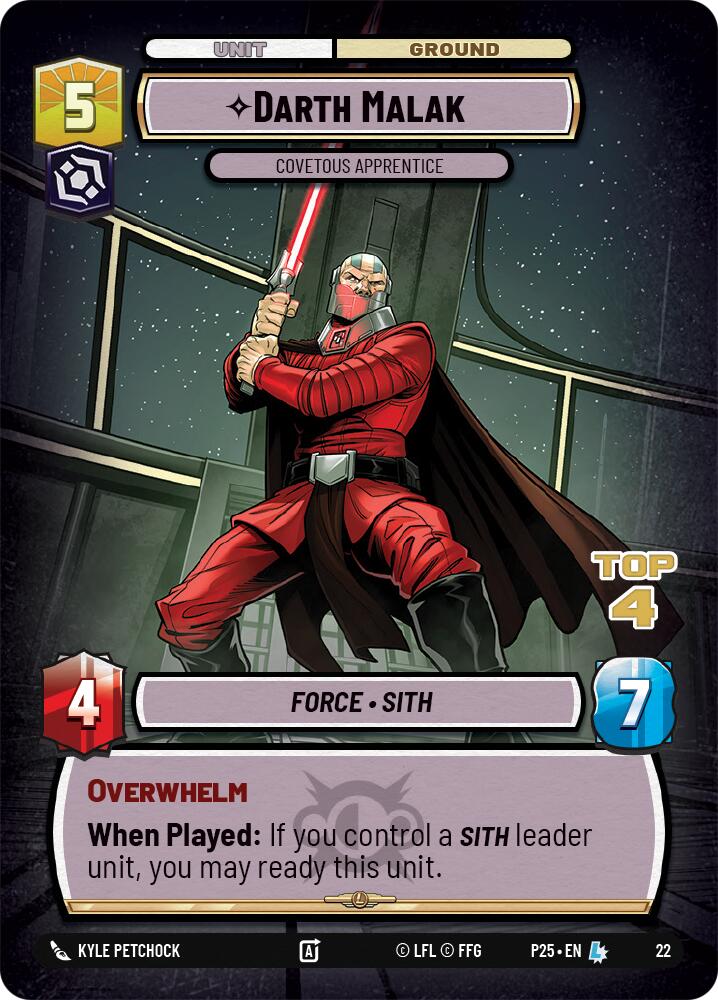 Darth Malak - Covetous Apprentice (Top 4) (22) (22) [Organized Play Promos] - The Mythic Store | 24h Order Processing