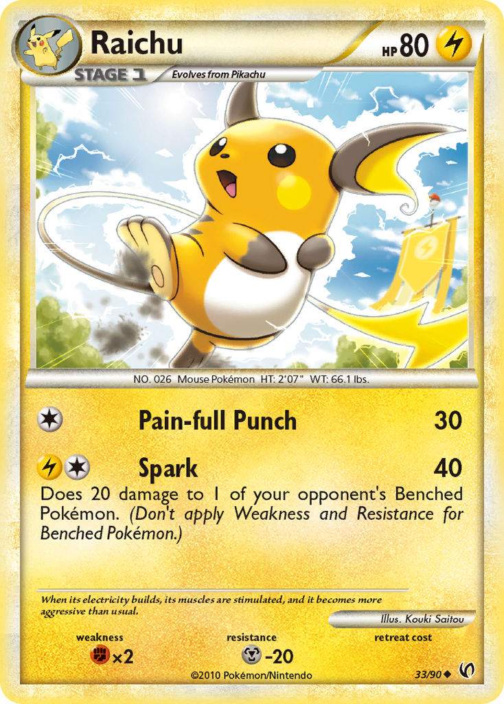 Raichu (33/90) [HeartGold & SoulSilver: Undaunted] - The Mythic Store | 24h Order Processing
