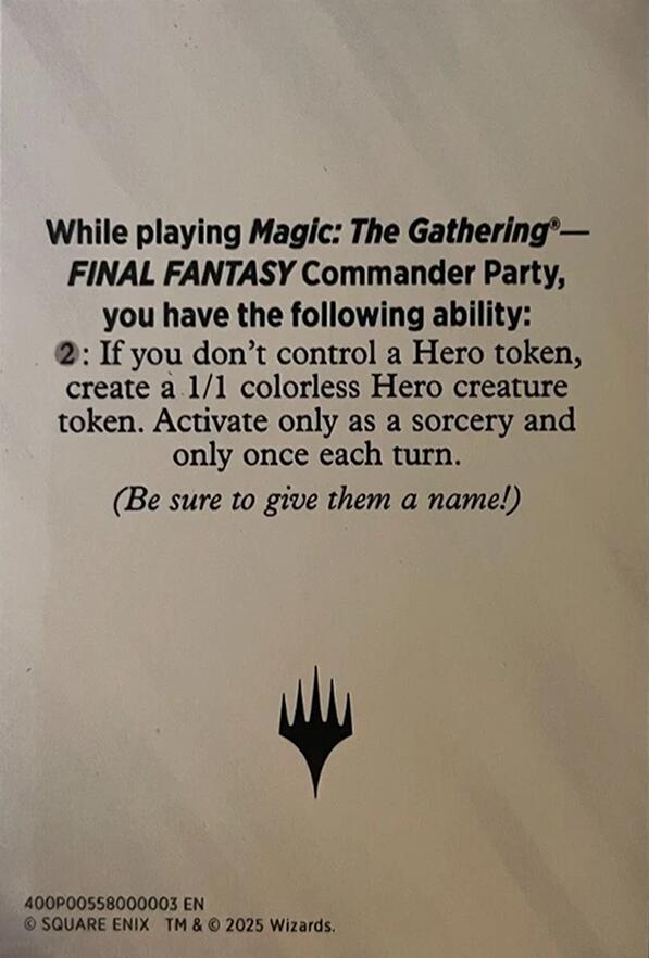 Blank Hero Token [FINAL FANTASY Tokens] - The Mythic Store | 24h Order Processing