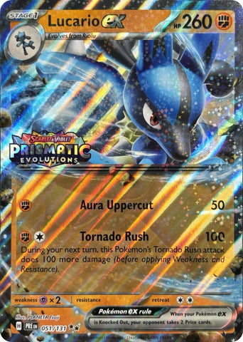 Lucario ex (051/131) (Prismatic Evolutions Stamp) [Miscellaneous Cards] - The Mythic Store | 24h Order Processing