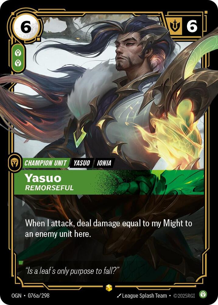 Yasuo - Remorseful (Alternate Art) (076a/298) [Origins] - The Mythic Store | 24h Order Processing