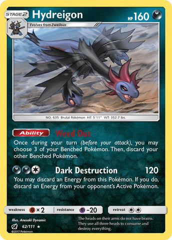 Hydreigon (62/111) (Cracked Ice Holo) (Theme Deck Exclusive) [Sun & Moon: Crimson Invasion] - The Mythic Store | 24h Order Processing