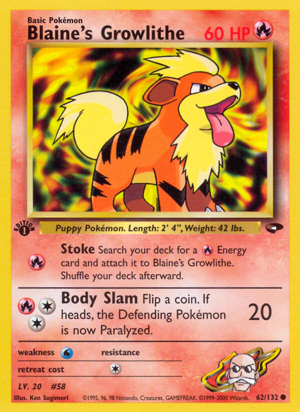 Blaine's Growlithe (62/132) [Gym Challenge 1st Edition] - The Mythic Store | 24h Order Processing