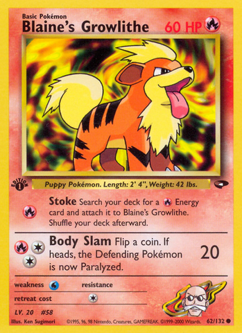 Blaine's Growlithe (62/132) [Gym Challenge 1st Edition] - The Mythic Store | 24h Order Processing