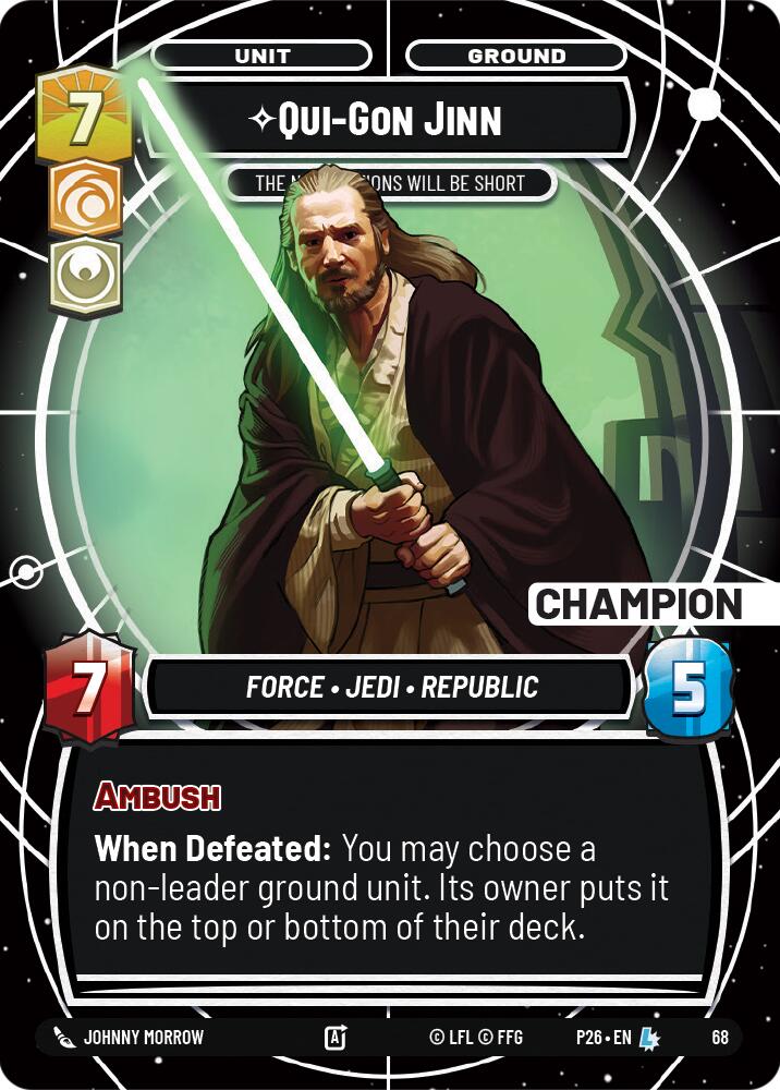 Qui-Gon Jinn - The Negotiations Will Be Short (Champion) (68) (68) [Sector and Regional Promos: Season 1] - The Mythic Store | 24h Order Processing